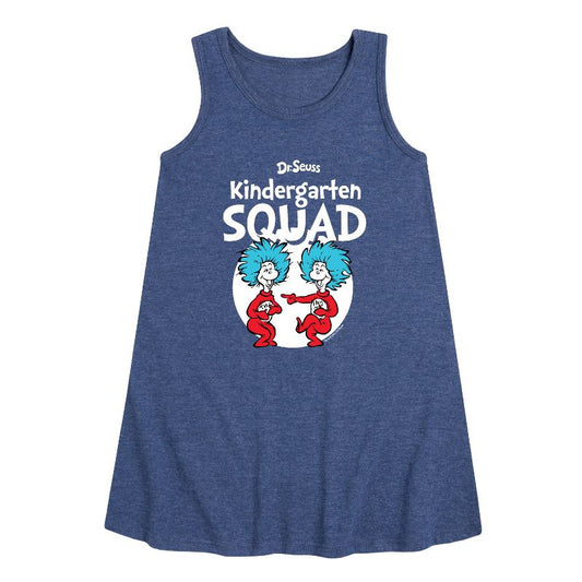 Girls' - Dr. Seuss - Kindergarten Squad Thing 1 and Thing 2 Graphic Sleeveless Aline Dress