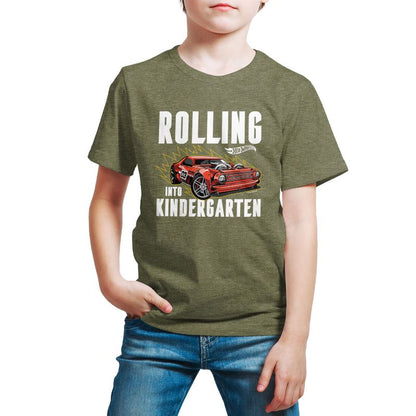 تي شيرت جرافيكي بأكمام قصيرة للأولاد من Hot Wheels - Rolling Into Kindergarten