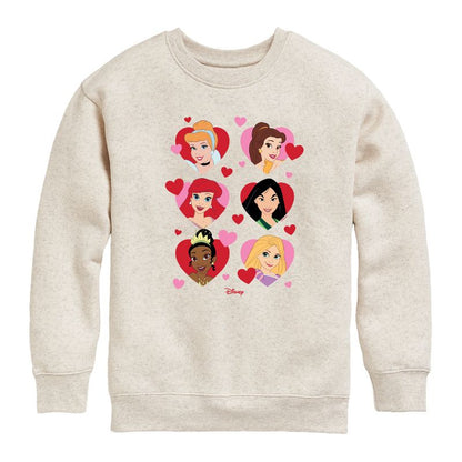 Boys' - Disney - Princess Heart Grid Graphic Long Sleeve Fleece Sweatshirt