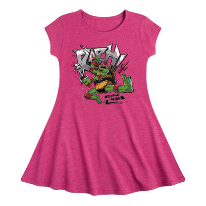 Girls' - Teenage Mutant Ninja Turtles - Raphael Going In Loud Fit & Flair Cap Sleeve Dress
