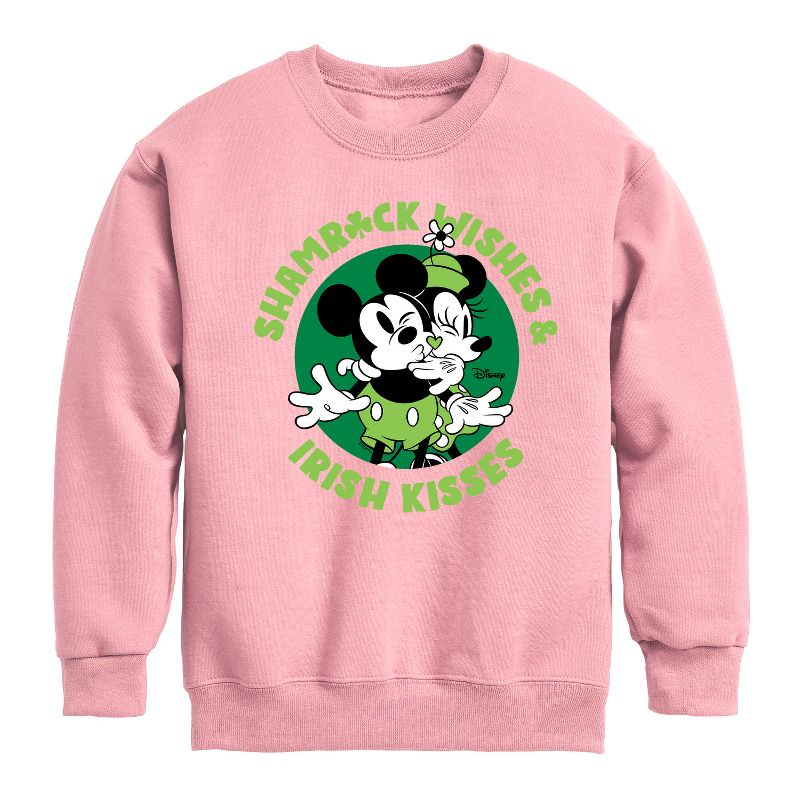 Boys' - Disney - Shamrock Wishes Irish Kisses Graphic Long Sleeve Fleece Sweatshirt