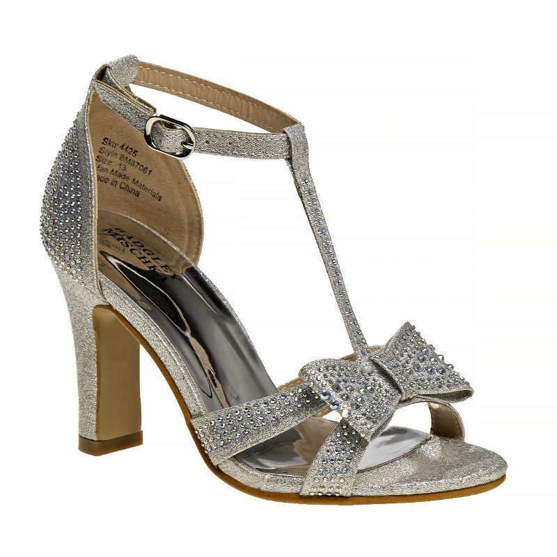 Badgley Mischka Girls Mid Heel T-Strap Dress Heel Sandal