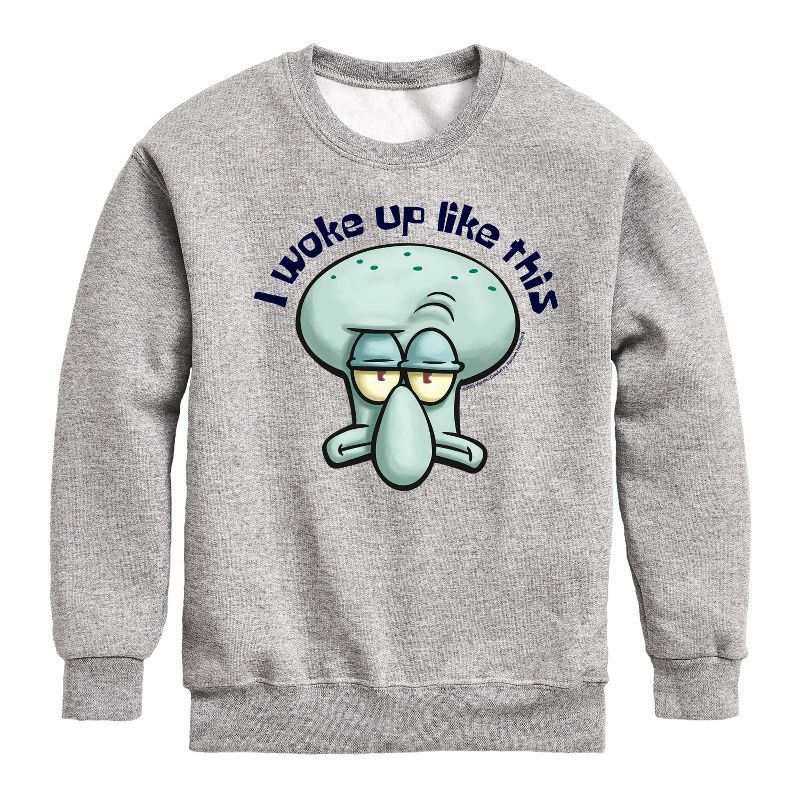 Boys' - SpongeBob SquarePants - I Woke Up Like This Graphic Long Sleeve Fleece Sweatshirt