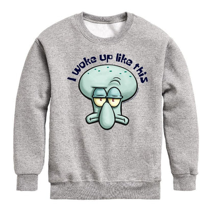 Boys' - SpongeBob SquarePants - I Woke Up Like This Graphic Long Sleeve Fleece Sweatshirt