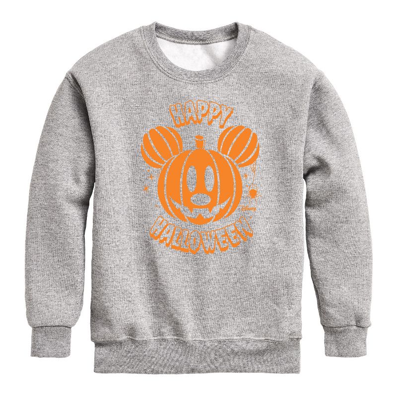 Boys' - Disney - Mickey Pumpkin Graphic Long Sleeve Fleece Sweatshirt