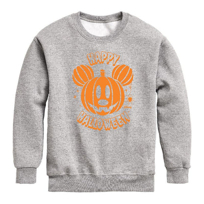 Boys' - Disney - Mickey Pumpkin Graphic Long Sleeve Fleece Sweatshirt