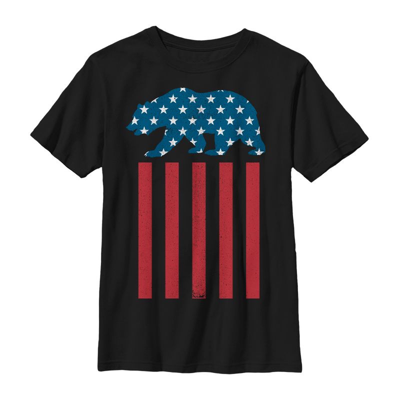 Boy's Lost Gods Fourth of July  Bear American Flag T-Shirt