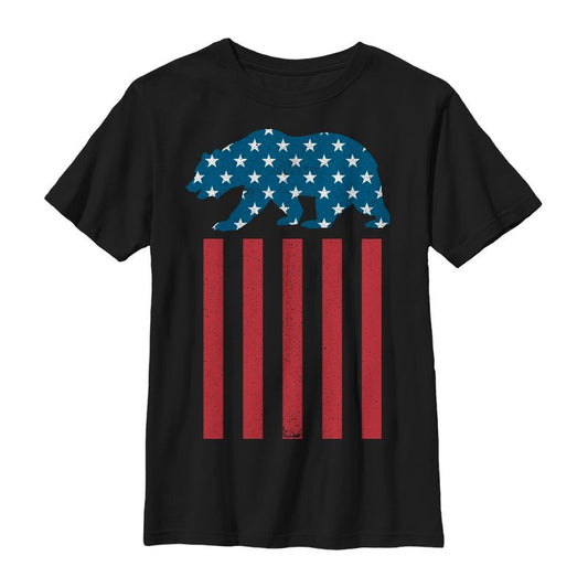 Boy's Lost Gods Fourth of July  Bear American Flag T-Shirt