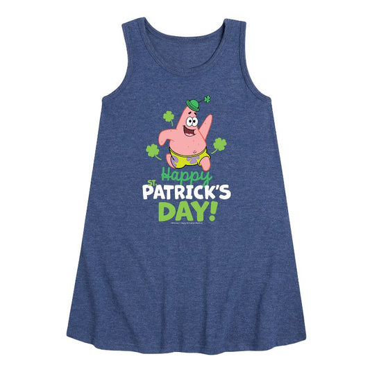 Girls' - SpongeBob Squarepants - Happy St. Patricks Day Graphic Sleeveless Aline Dress