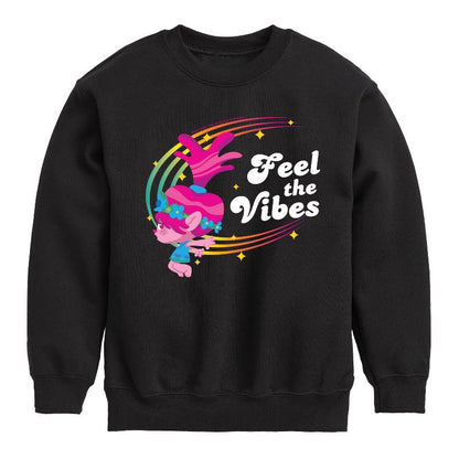 Boys' - Trolls - Feel The Vibes Poppy Graphic Long Sleeve Fleece Sweatshirt