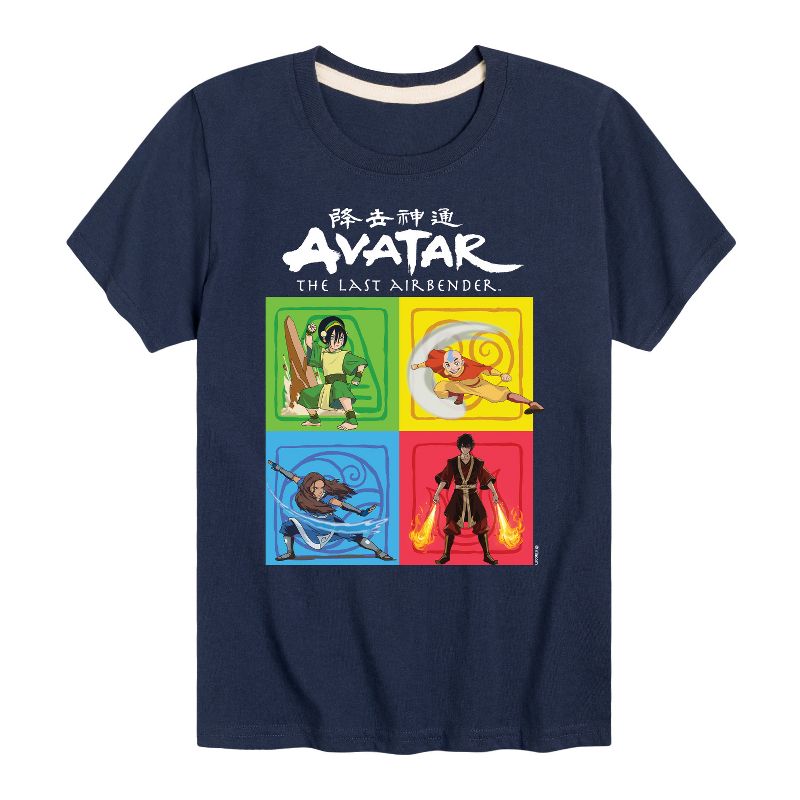 Boys' - Avatar: The Last Airbender - Toph Aang Katara Zuko Four Elements Short Sleeve Graphic T-Shirt