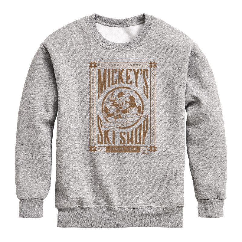 Boys' - Disney - Mickeys Ski Shop Graphic Long Sleeve Fleece Sweatshirt