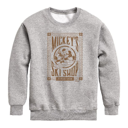 Boys' - Disney - Mickeys Ski Shop Graphic Long Sleeve Fleece Sweatshirt