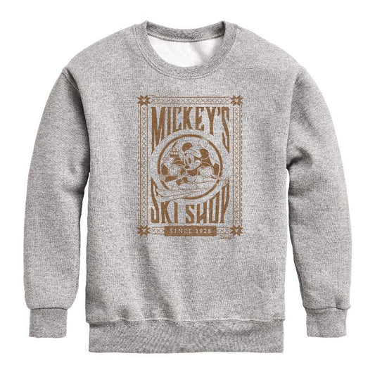 Boys' - Disney - Mickeys Ski Shop Graphic Long Sleeve Fleece Sweatshirt