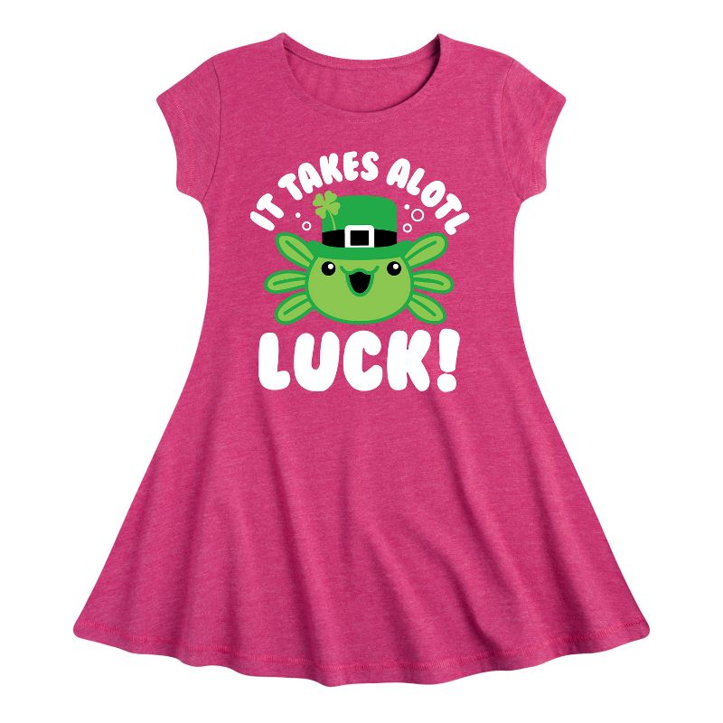 Girls' - Instant Message - St. Patrick's Day It Takes Alotl Luck Fit & Flair Cap Sleeve Dress