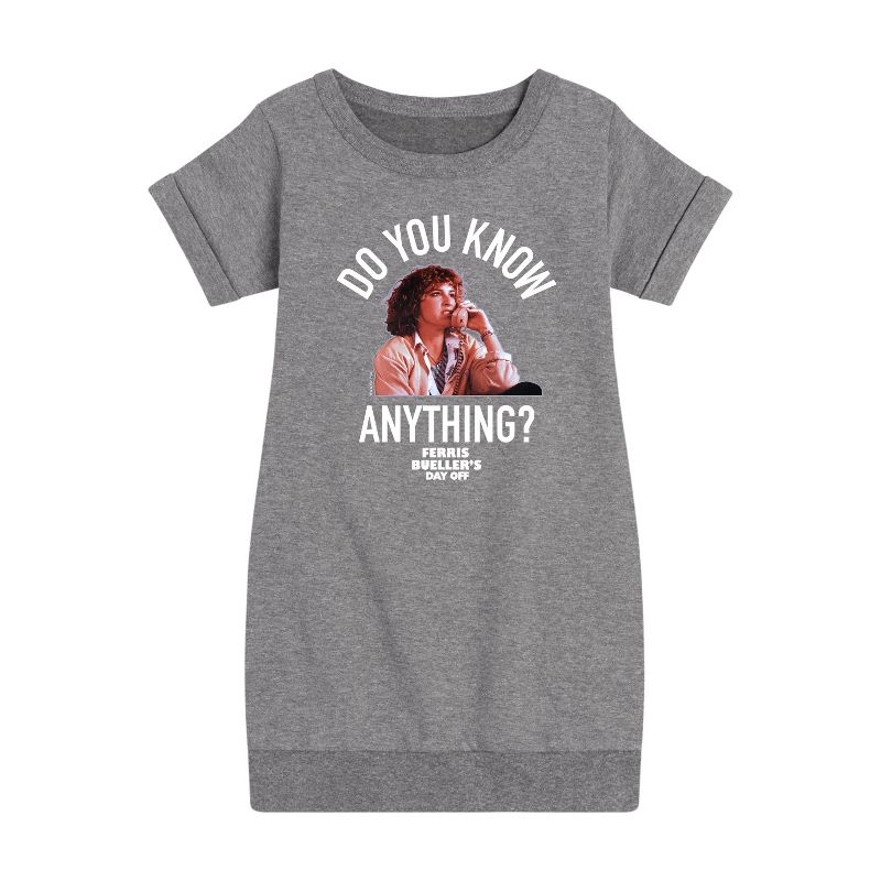 Girls' - Ferris Bueller's Day Off - Do You Know Anything Graphic Short Sleeve Fleece Dress