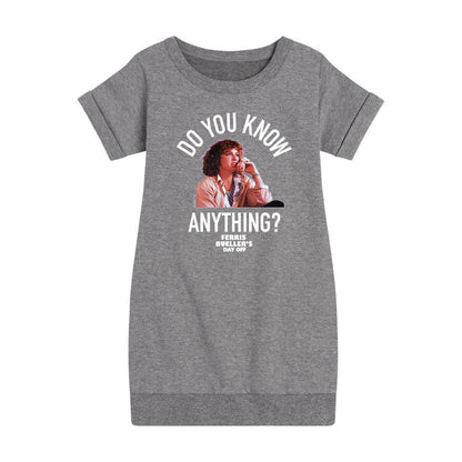 Girls' - Ferris Bueller's Day Off - Do You Know Anything Graphic Short Sleeve Fleece Dress