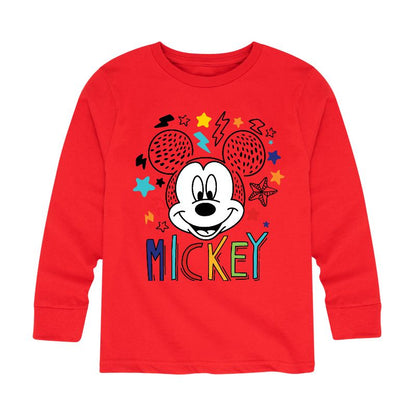 Boys' - Disney - Mickey Sketch Pattern Long Sleeve Graphic T-Shirt