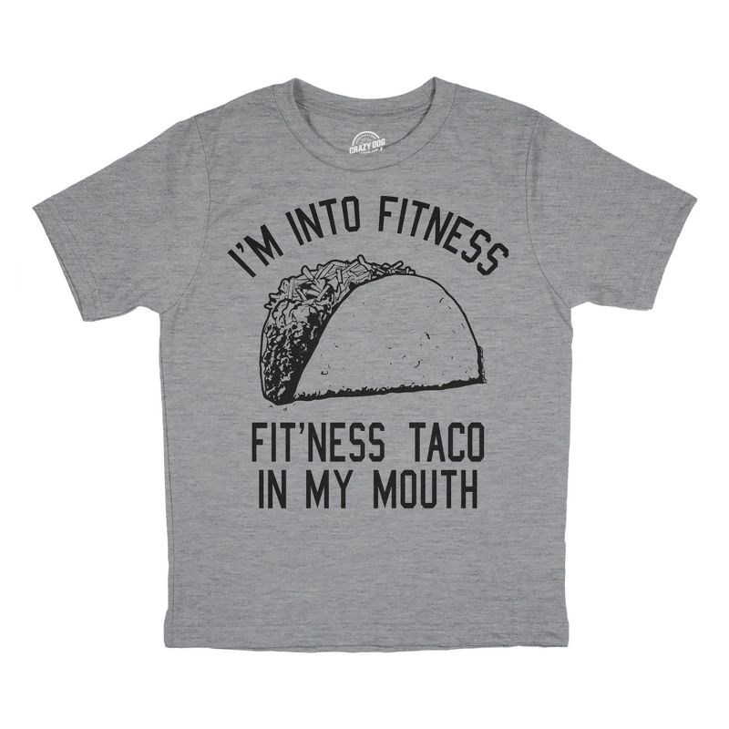 Youth Fitness Tacos T Shirt Funny Workout Mexican Food Lovers Joke Tee For Kids - Crazy Dog Youth T Shirt