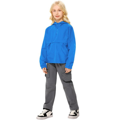 Kids Lightweight Packable Rain Jacket Waterproof Hooded Raincoats Windproof for Boys and Girls