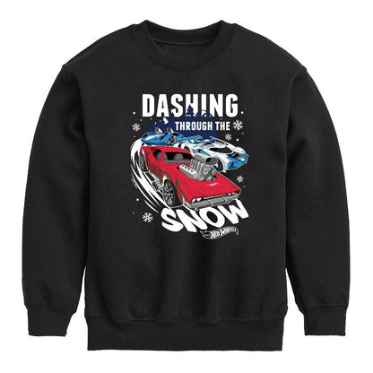 Boys' - Hot Wheels - Dashing Through The Snow Graphic Long Sleeve Fleece Sweatshirt