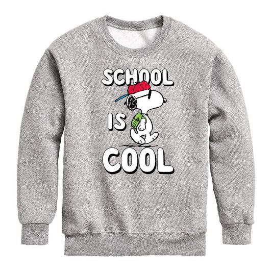 Boys' - Peanuts - School Is Cool Graphic Long Sleeve Fleece Sweatshirt
