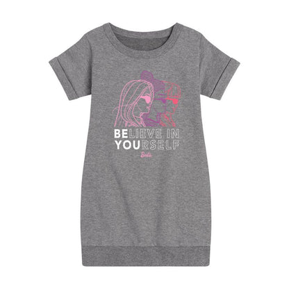 Girls' - Barbie - Believe in Yourself Graphic Short Sleeve Fleece Dress