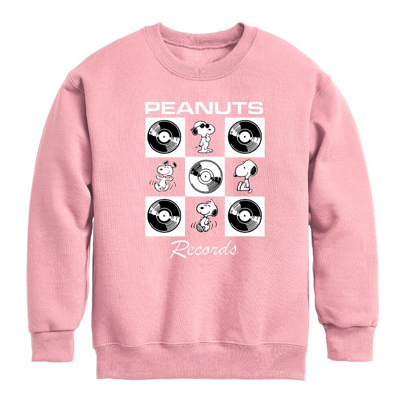 Boys' - Peanuts - Snoopy Vinyl Graphic Long Sleeve Fleece Sweatshirt