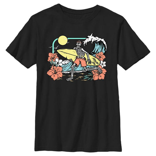 Boy's Lost Gods Beach Surf Skeleton T-Shirt