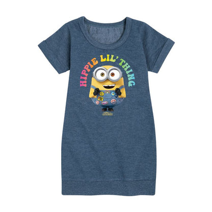 Girls' - Despicable Me Minions - Hippie Lil' Thing Graphic Short Sleeve Fleece Dress