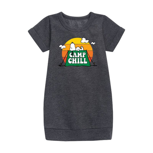 Girls' - Peanuts - Camp Chill Graphic Short Sleeve Fleece Dress