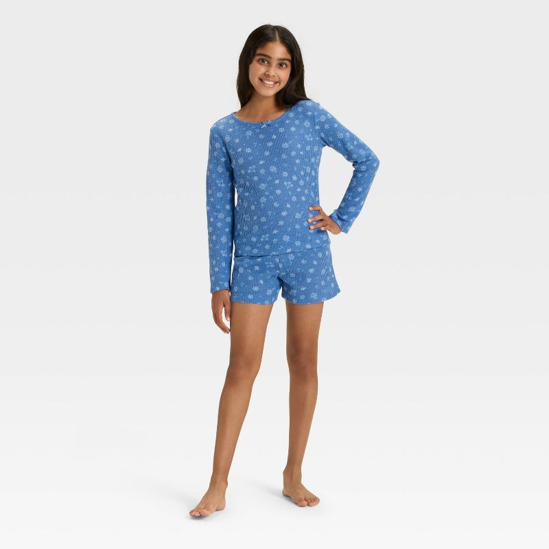 Girls' Long Sleeve Waffle Knit Pajama Set - Cat & Jack™