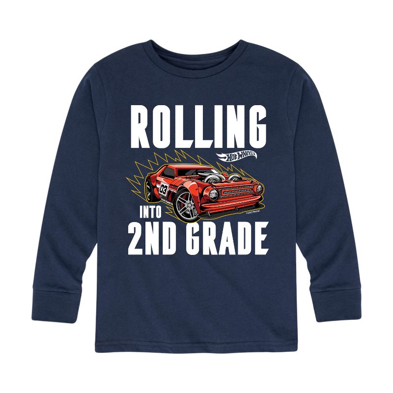 Boys' - Hot Wheels - Rolling Into 2nd Grade Long Sleeve Graphic T-Shirt