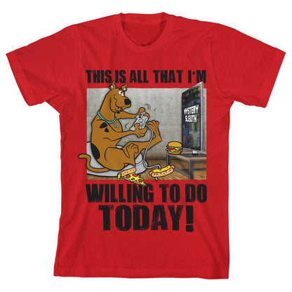 Scooby Doo This Is All I'm Willing To Do Today Youth Red Graphic Tee