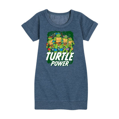 Girls' - Teenage Mutant Ninja Turtles - Leo and Brothers Turtle Power Graphic Short Sleeve Fleece Dress