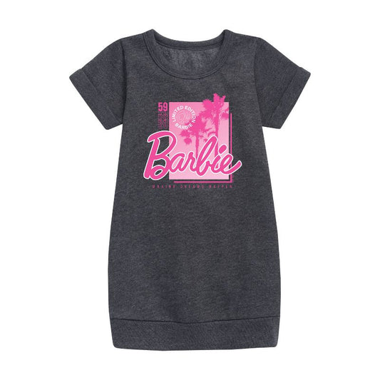 Girls' - Barbie - Pink Core Graphic Short Sleeve Fleece Dress