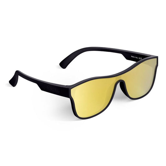 Roshambo Bend-in-Half Flexible Shield Kids Sunglasses | Made in Italy | Polarized Mirrored UV400 Lens | Microfiber Carrying Sleeve Included!