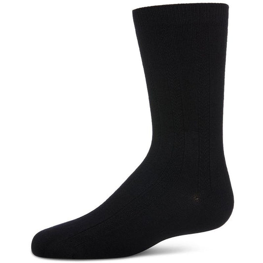 Memoi Woven Ribbed Bamboo Blend Boy's Crew Socks