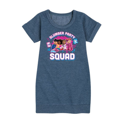 فستان صوف بأكمام قصيرة برسومات جرافيكية للفتيات - عالم كارما - للبنات