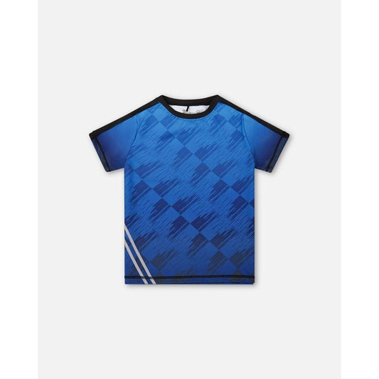 Deux par Deux Boy Printed Athletic Top Blue and Black