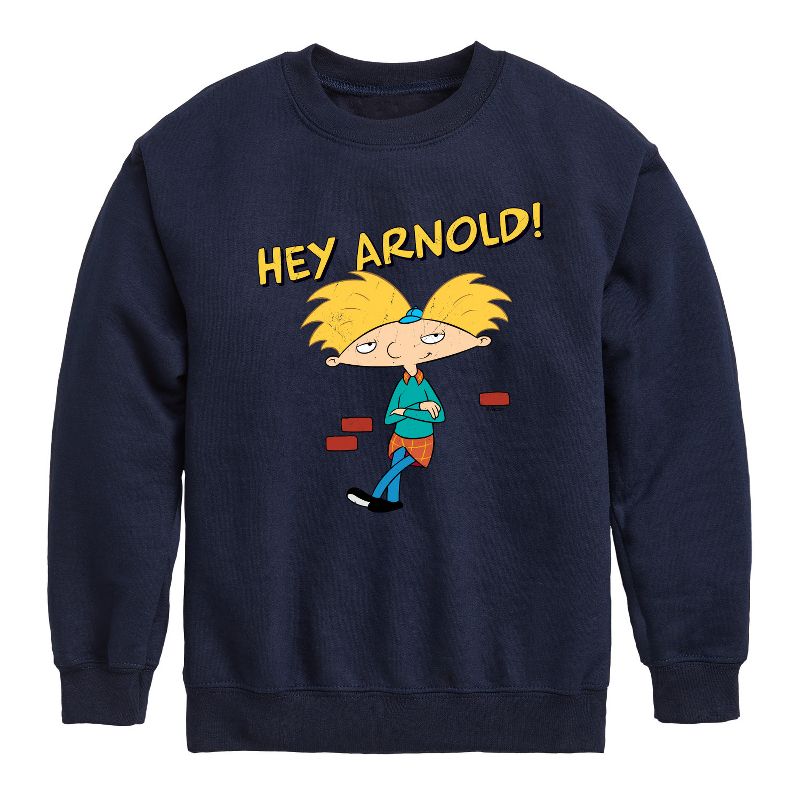 Boys' - Hey Arnold! - Cool Arnold Graphic Long Sleeve Fleece Sweatshirt