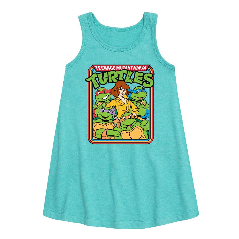 فستان بناتي من مجموعة سلاحف النينجا المراهقة المتحولة - فستان أبريل الجرافيكي بدون أكمام