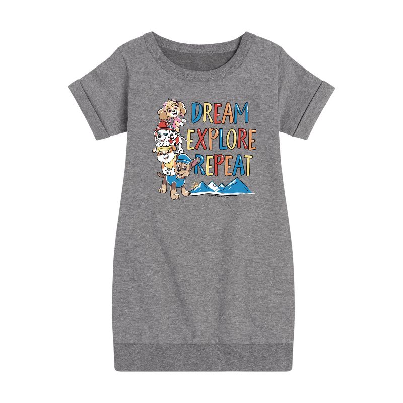 فستان صوف بأكمام قصيرة مطبوع عليه رسومات "دورية المخلب" للبنات