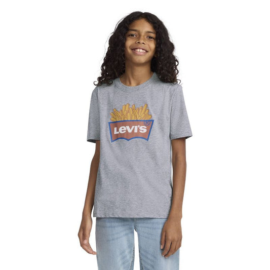تي شيرت Levi's® للأولاد بأكمام قصيرة وشعار بطاطس مقلية - رمادي
