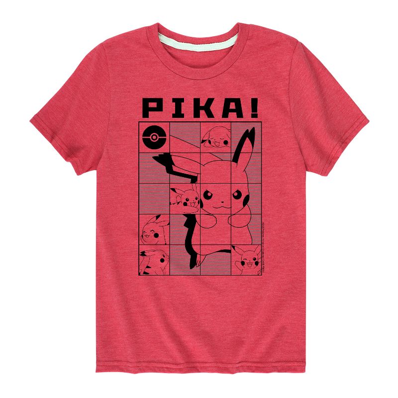 تي شيرت جرافيكي بأكمام قصيرة بتصميم شبكي من بوكيمون للأولاد - بيكا بيكاتشو