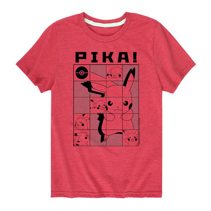 تي شيرت جرافيكي بأكمام قصيرة بتصميم شبكي من بوكيمون للأولاد - بيكا بيكاتشو