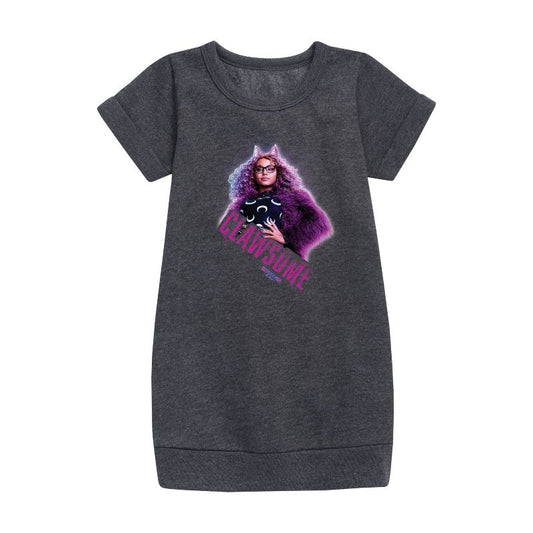 Girls' - Monster High - Clawsome Graphic Short Sleeve Fleece Dress