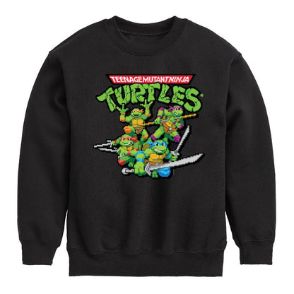 Boys' - Teenage Mutant Ninja Turtles - Gaming Group And Logo Graphic Long Sleeve Fleece Sweatshirt