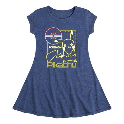 Girls' - Pokémon - Neon Pikachu Fit & Flair Cap Sleeve Dress