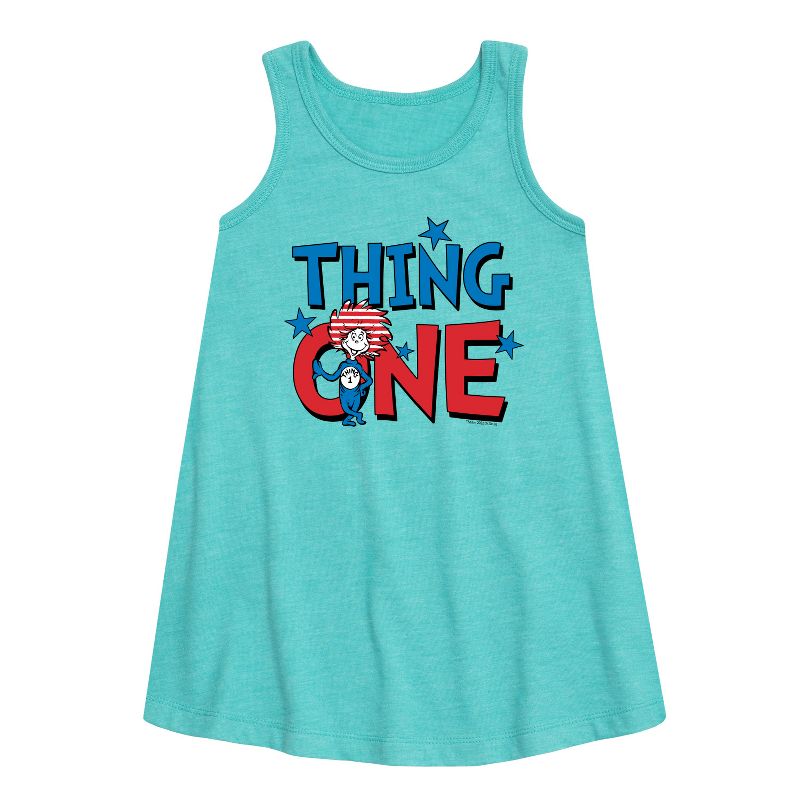 Girls' - Dr. Seuss - American Thing One Graphic Sleeveless Aline Dress